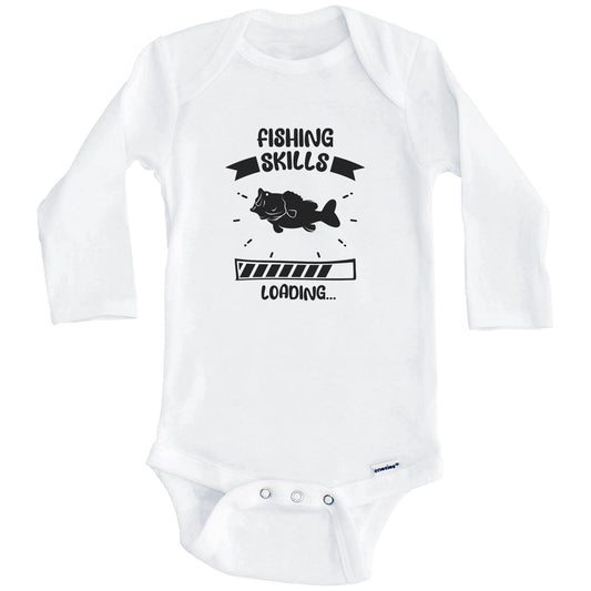 Fishing Skills Loading Funny Fishing Baby Bodysuit (Long Sleeves)