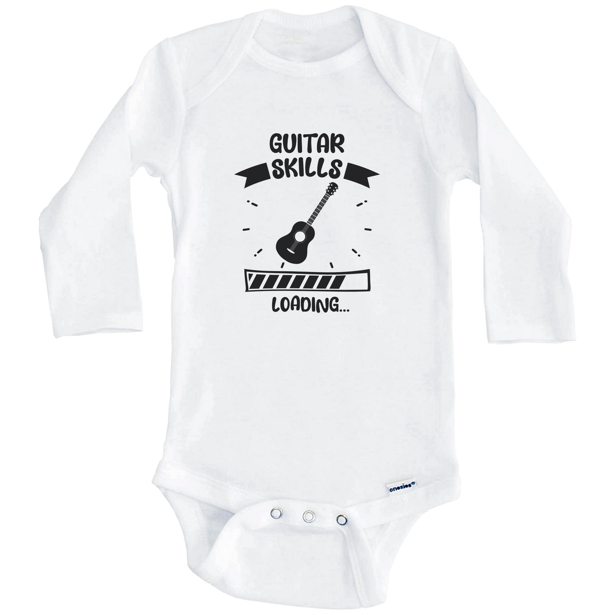 Guitar Skills Loading Funny Guitar Baby Bodysuit (Long Sleeves)
