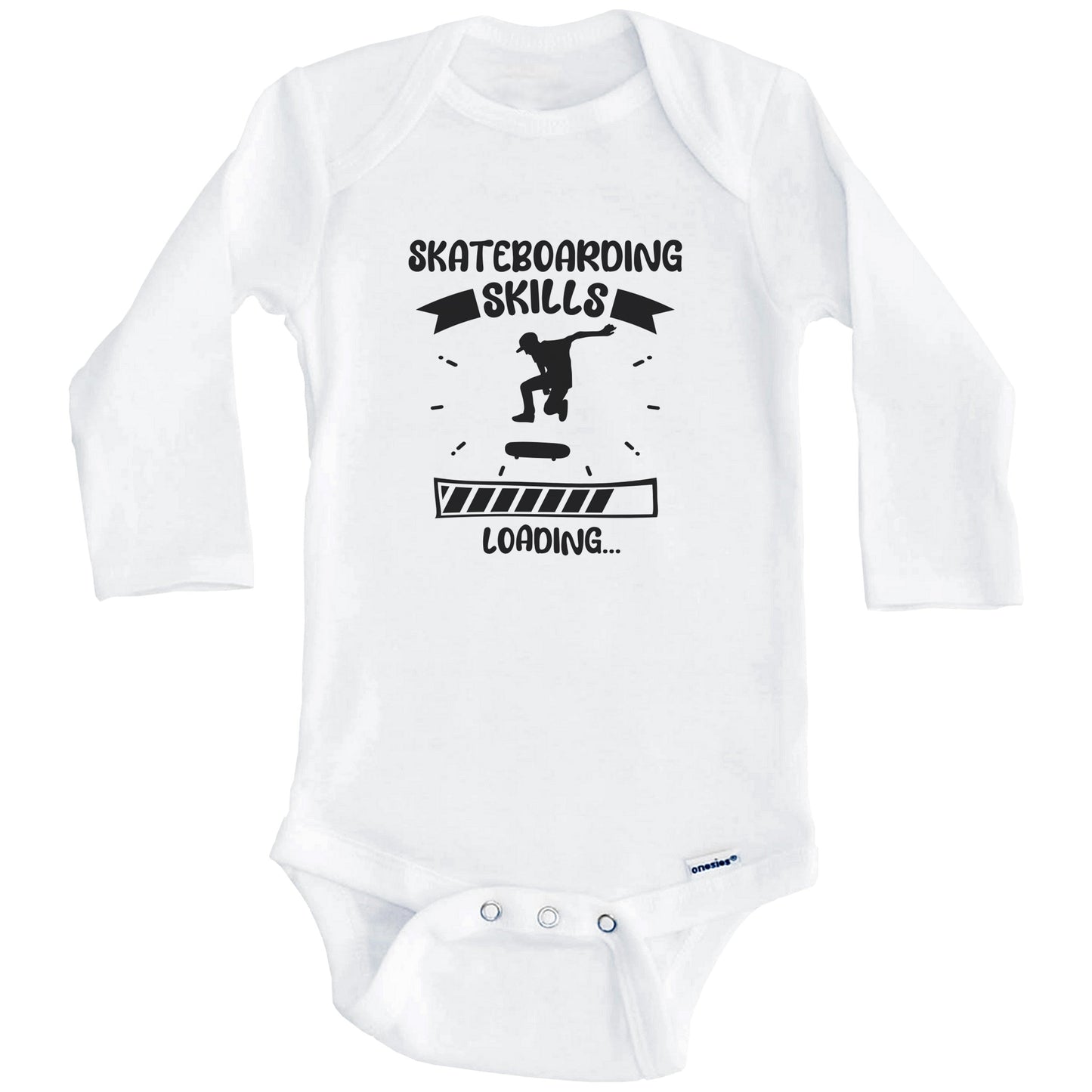 Skateboarding Skills Loading Funny Skateboarding Baby Bodysuit (Long Sleeves)