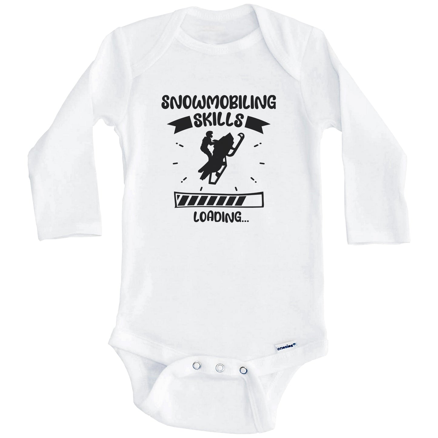 Snowmobiling Skills Loading Funny Snowmobiling Baby Bodysuit (Long Sleeves)