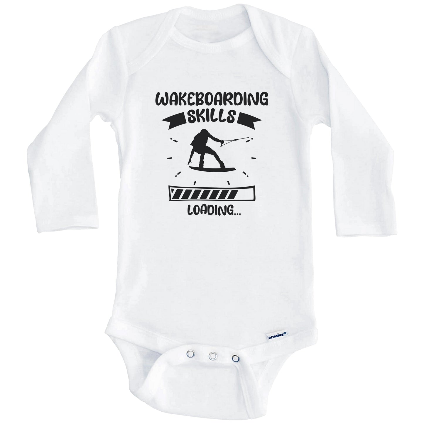 Wakeboarding Skills Loading Funny Wakeboarding Baby Bodysuit (Long Sleeves)