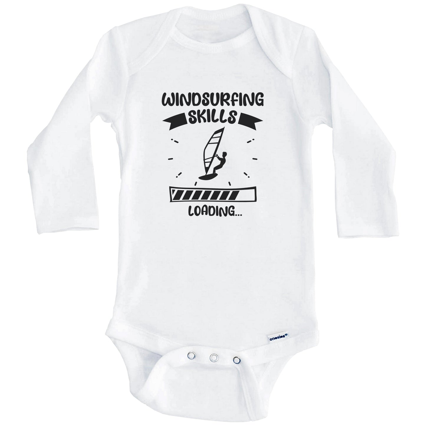Windsurfing Skills Loading Funny Windsurfing Baby Bodysuit (Long Sleeves)