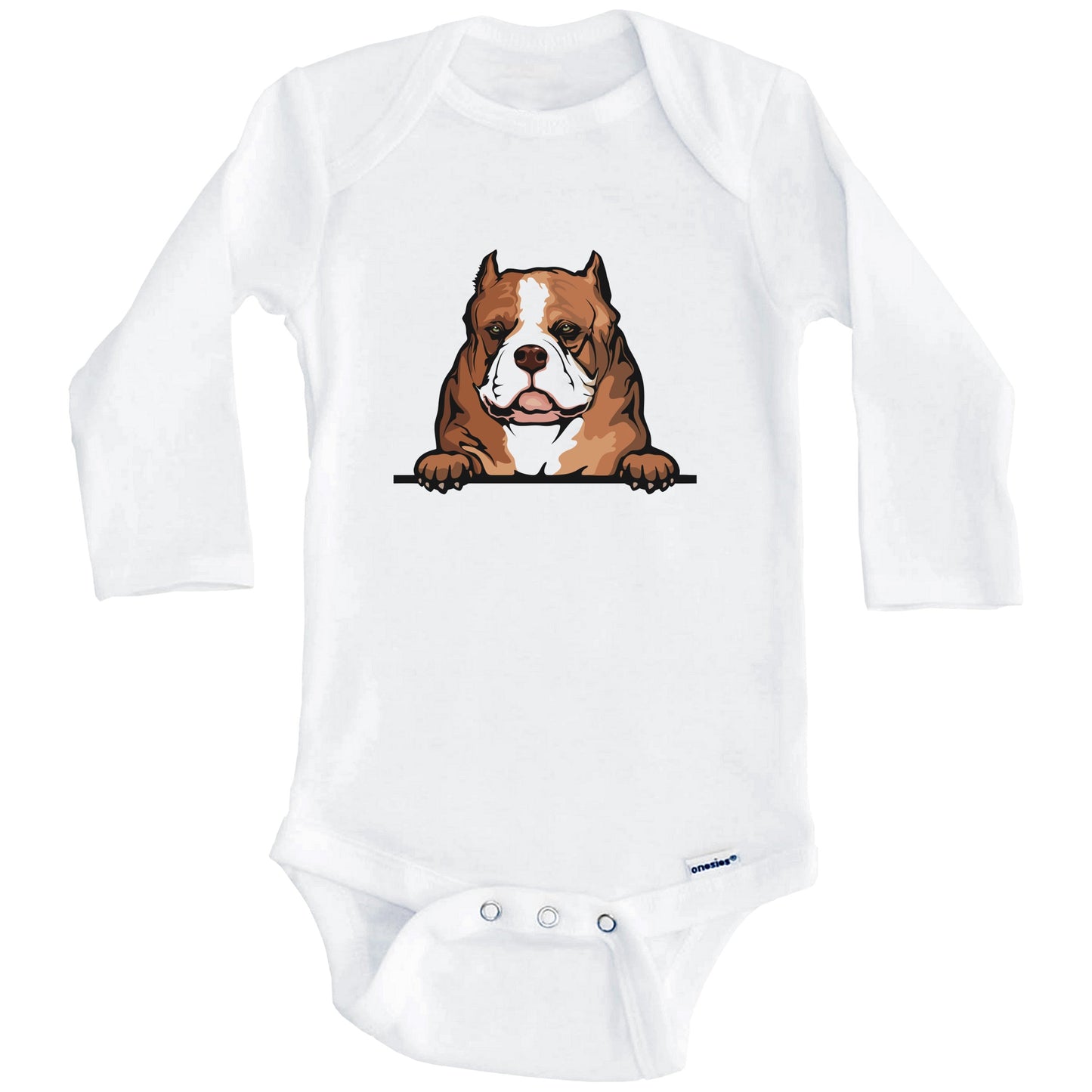 American Bully Dog Breed Cute One Piece Baby Bodysuit v2 (Long Sleeves)