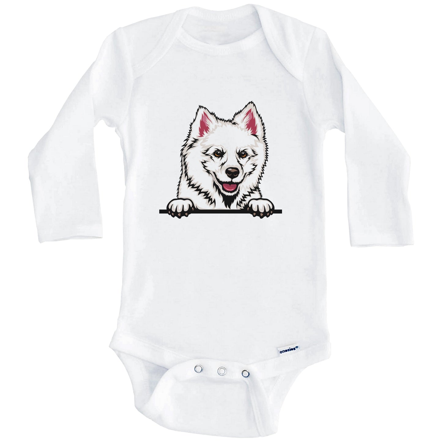 American Eskimo Dog Dog Breed Cute One Piece Baby Bodysuit (Long Sleeves)