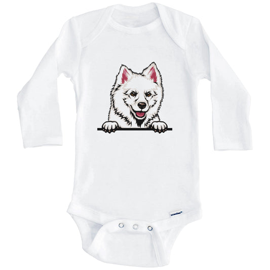 American Eskimo Dog Dog Breed Cute One Piece Baby Bodysuit (Long Sleeves)