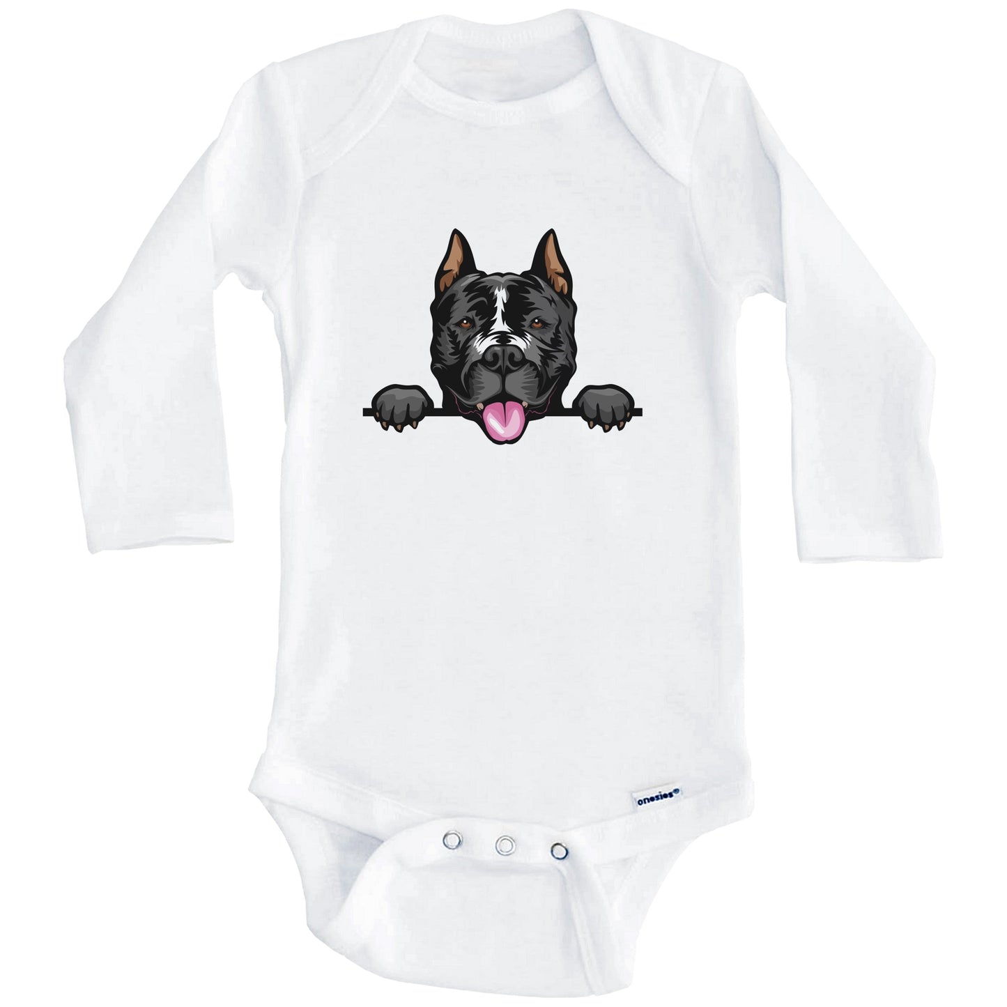 American Staffordshire Terrier Dog Breed Cute One Piece Baby Bodysuit (Long Sleeves)
