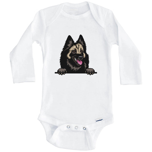 Belgian Tervuren Dog Breed Cute One Piece Baby Bodysuit (Long Sleeves)