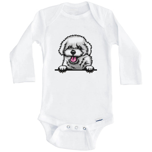 Bichon Frise Dog Breed Cute One Piece Baby Bodysuit (Long Sleeves)