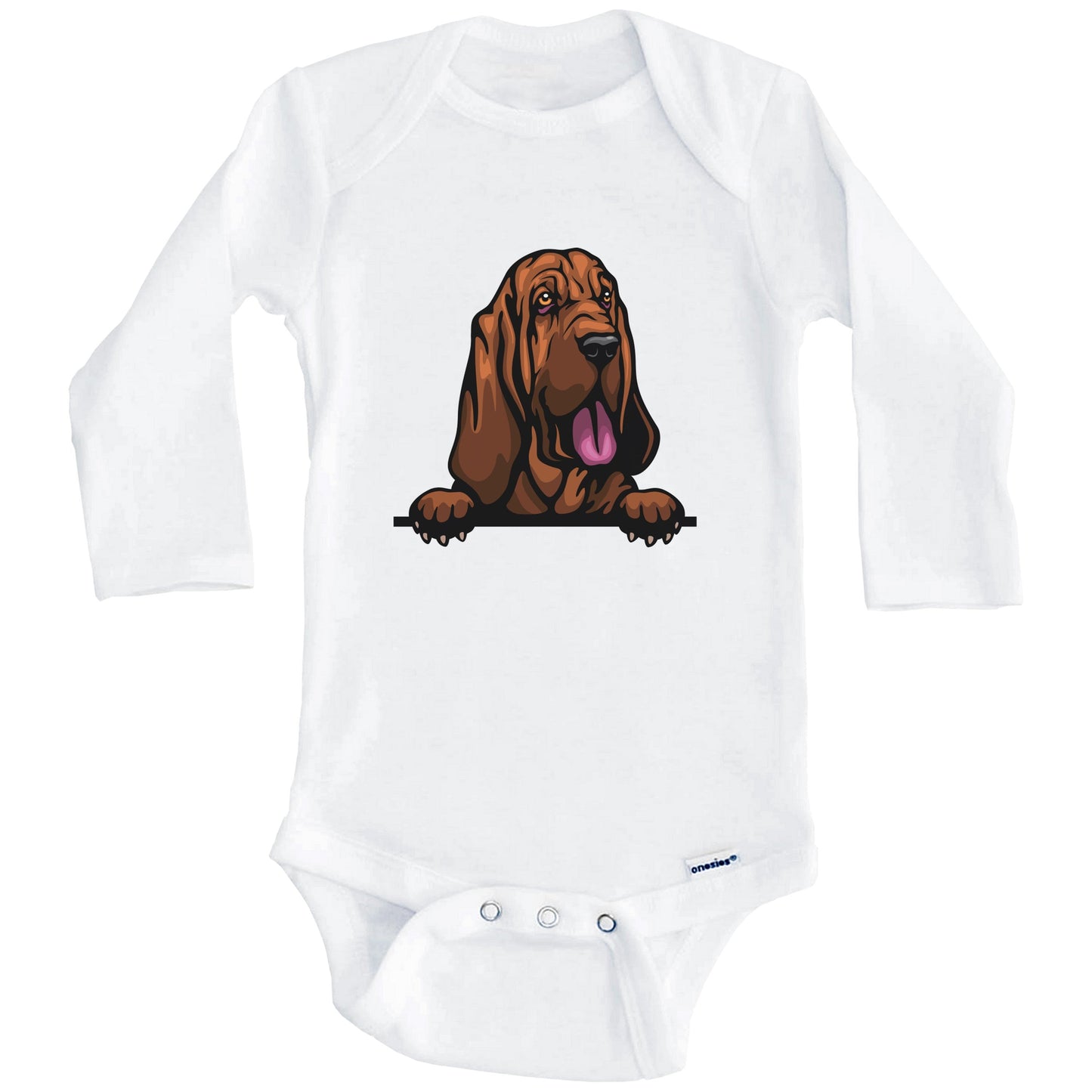 Bloodhound Dog Breed Cute One Piece Baby Bodysuit (Long Sleeves)