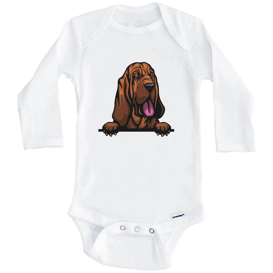 Bloodhound Dog Breed Cute One Piece Baby Bodysuit (Long Sleeves)