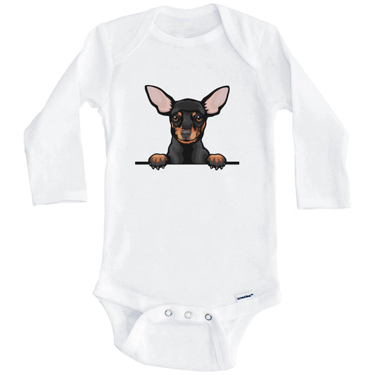Short Haired Chihuahua Dog Breed Cute One Piece Baby Bodysuit v4 (Long Sleeves)