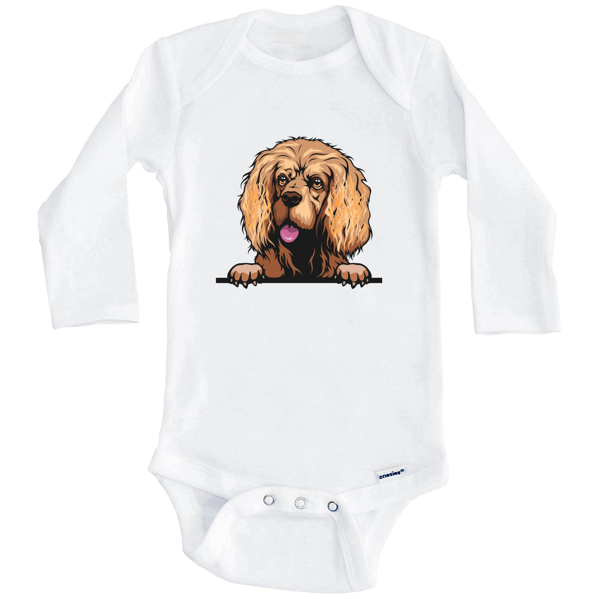 Cocker Spaniel Dog Breed Cute One Piece Baby Bodysuit v2 (Long Sleeves)