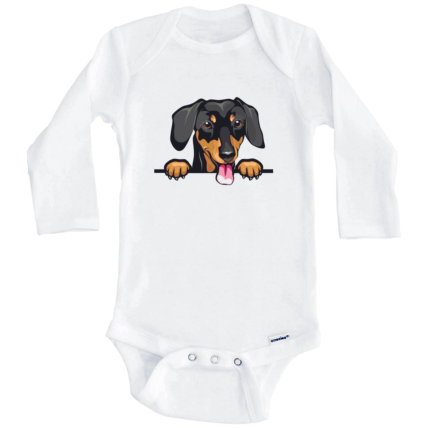 Dachshund Dog Breed Cute One Piece Baby Bodysuit v2 (Long Sleeves)