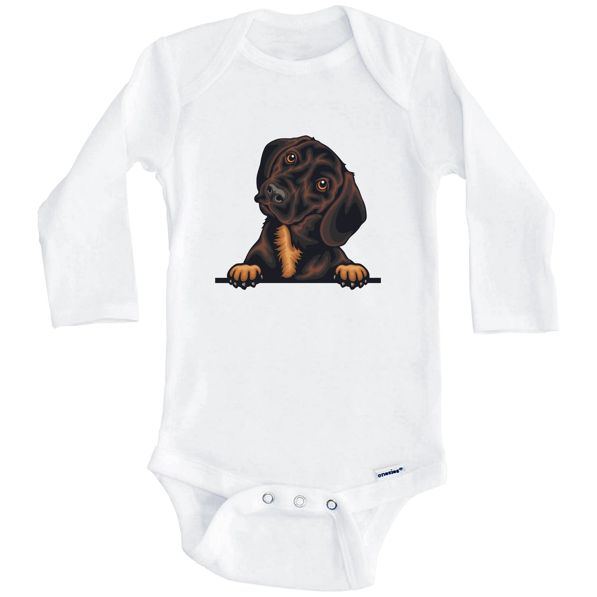 Dachshund Dog Breed Cute One Piece Baby Bodysuit v3 (Long Sleeves)