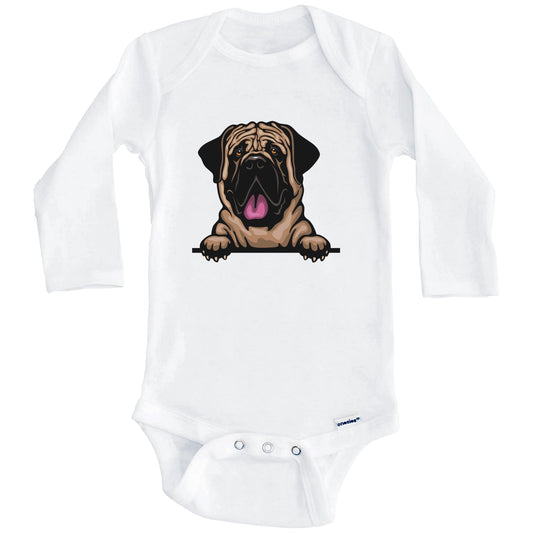 English Mastiff Dog Breed Cute One Piece Baby Bodysuit (Long Sleeves)
