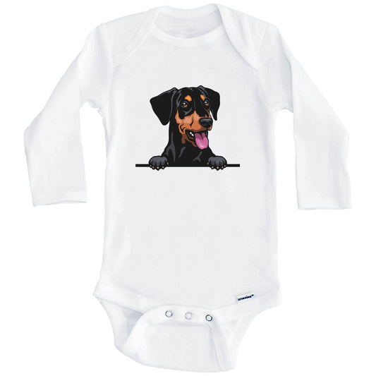 German Pinscher Dog Breed Cute One Piece Baby Bodysuit (Long Sleeves)