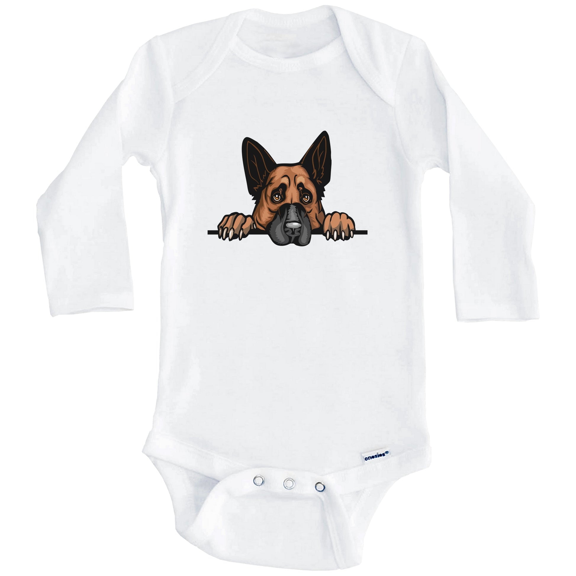 German Shepherd Dog Breed Cute One Piece Baby Bodysuit (Long Sleeves)