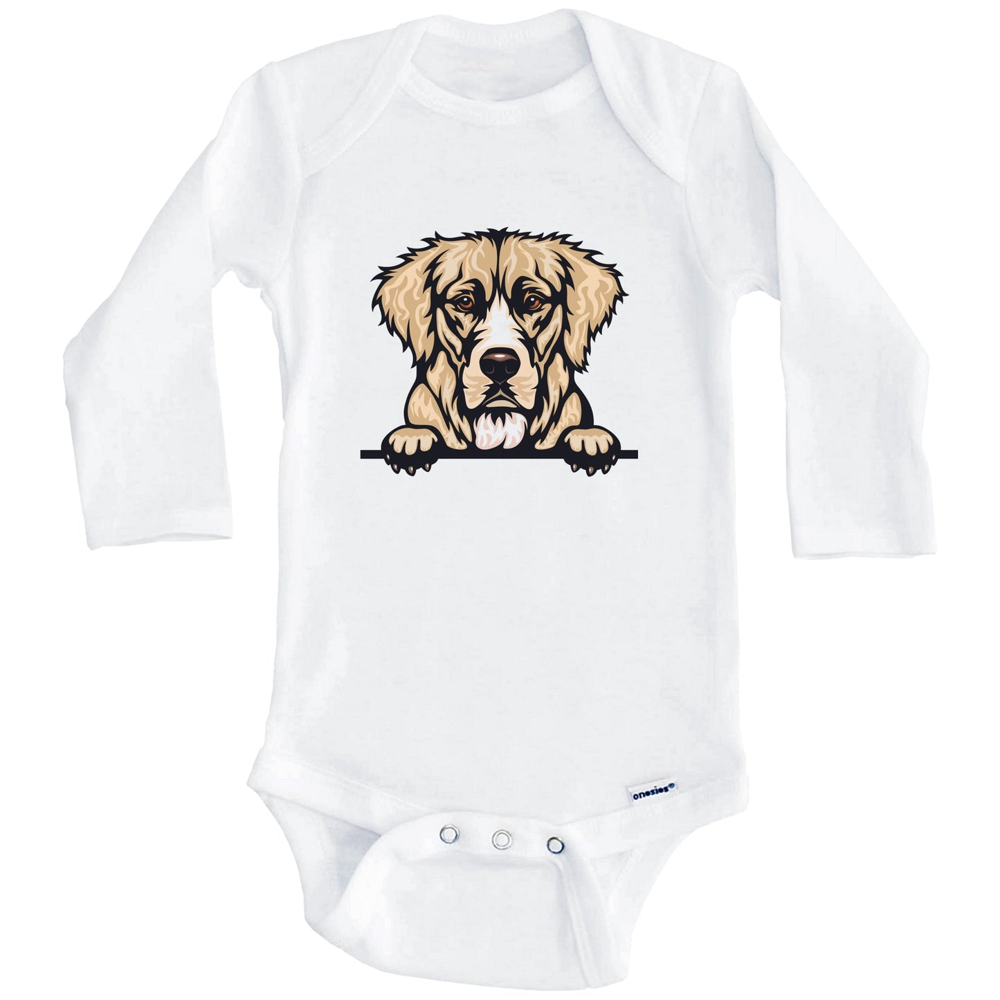 Golden Retriever Dog Breed Cute One Piece Baby Bodysuit v3 (Long Sleeves)
