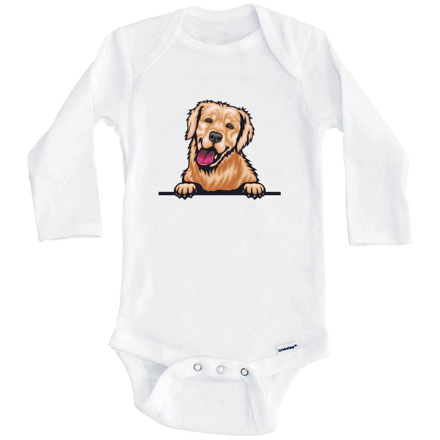 Golden Retriever Dog Breed Cute One Piece Baby Bodysuit v4 (Long Sleeves)
