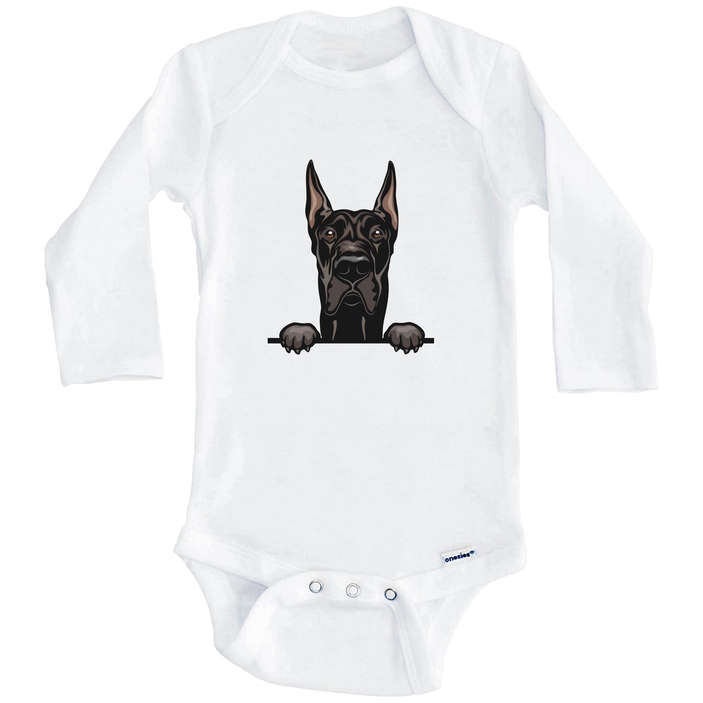 Great Dane Dog Breed Cute One Piece Baby Bodysuit (Long Sleeves)