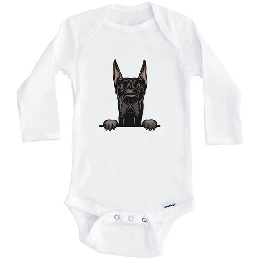Great Dane Dog Breed Cute One Piece Baby Bodysuit (Long Sleeves)