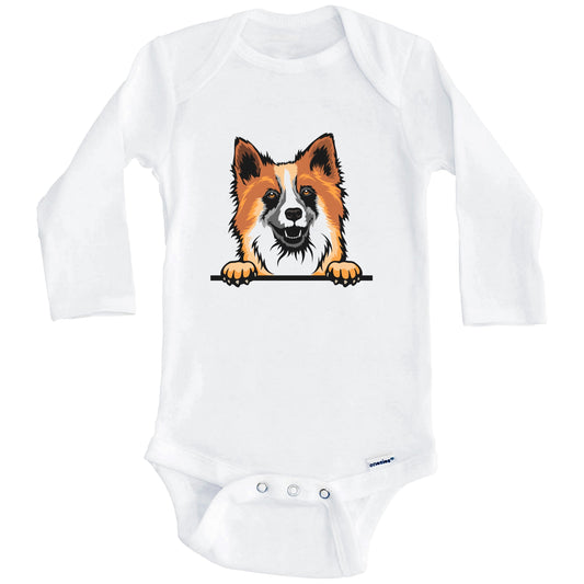 Icelandic Sheepdog Dog Breed Cute One Piece Baby Bodysuit (Long Sleeves)