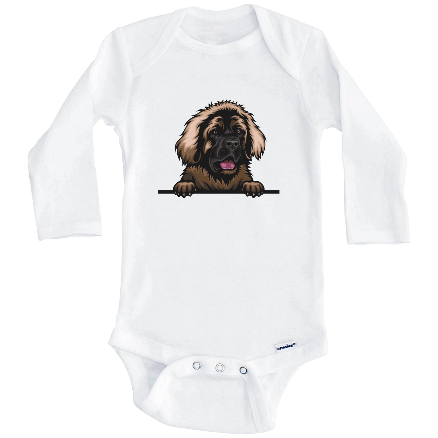 Leonberger Dog Breed Cute One Piece Baby Bodysuit v2 (Long Sleeves)