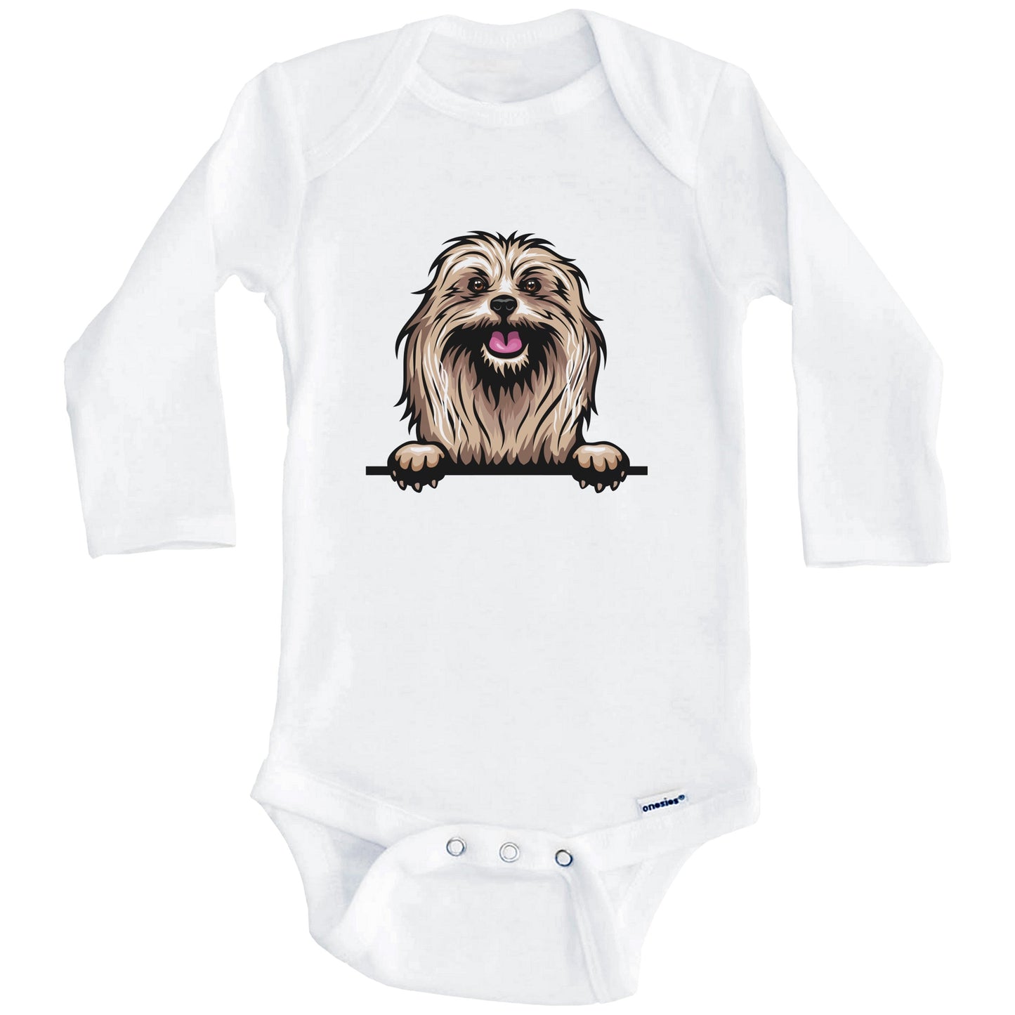 Lhasa Apso Dog Breed Cute One Piece Baby Bodysuit (Long Sleeves)
