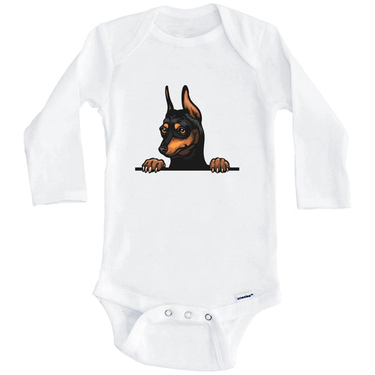 Miniature Pinscher Dog Breed Cute One Piece Baby Bodysuit v2 (Long Sleeves)