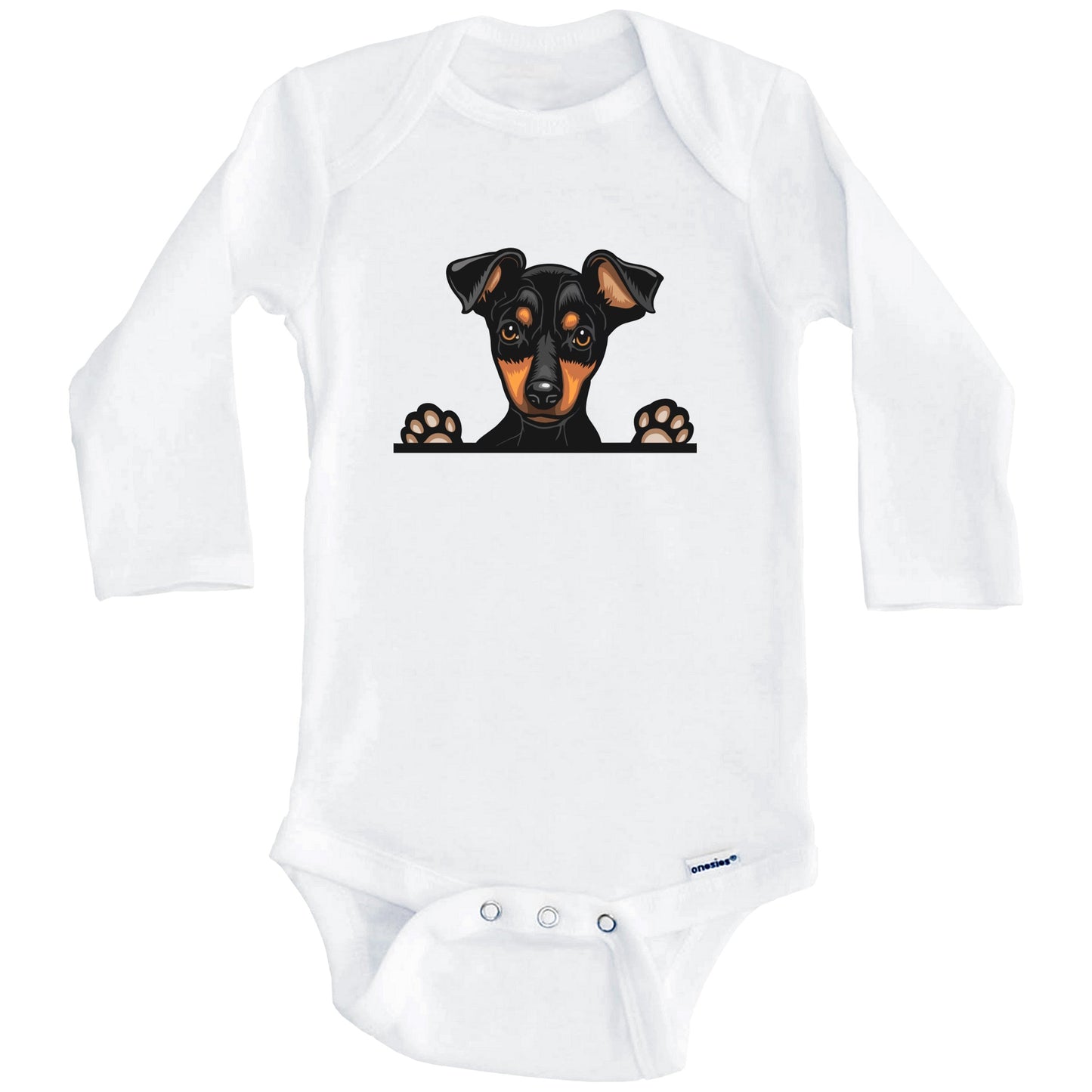 Miniature Pinscher Dog Breed Cute One Piece Baby Bodysuit v3 (Long Sleeves)