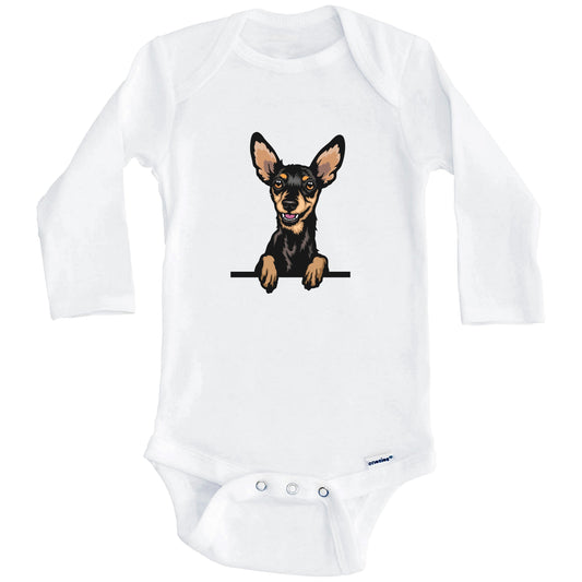 Miniature Pinscher Dog Breed Cute One Piece Baby Bodysuit v4 (Long Sleeves)