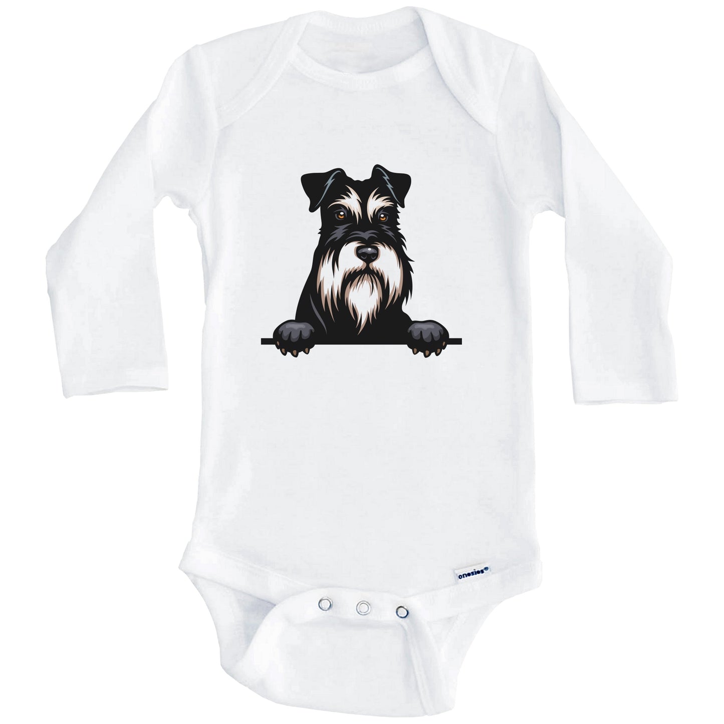 Miniature Schnauzer Dog Breed Cute One Piece Baby Bodysuit (Long Sleeves)