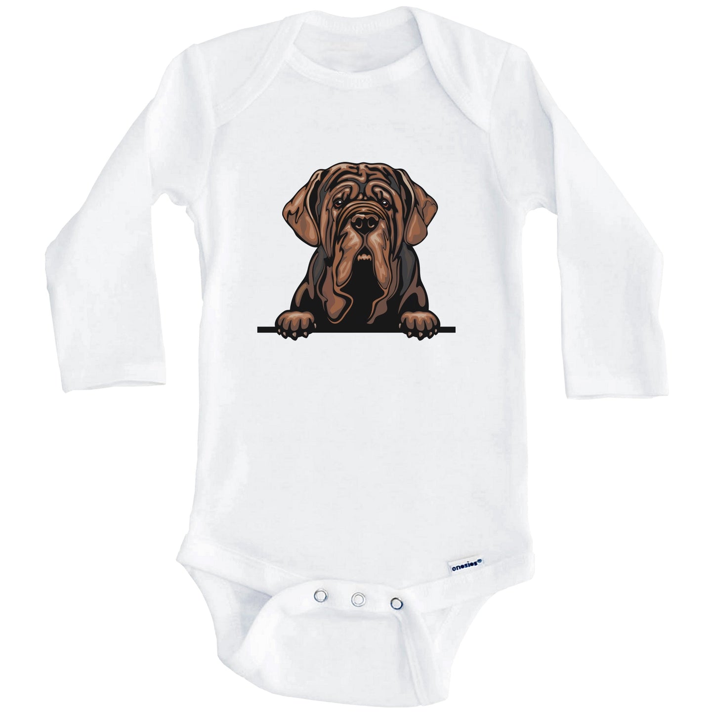 Neapolitan Mastiff Dog Breed Cute One Piece Baby Bodysuit (Long Sleeves)