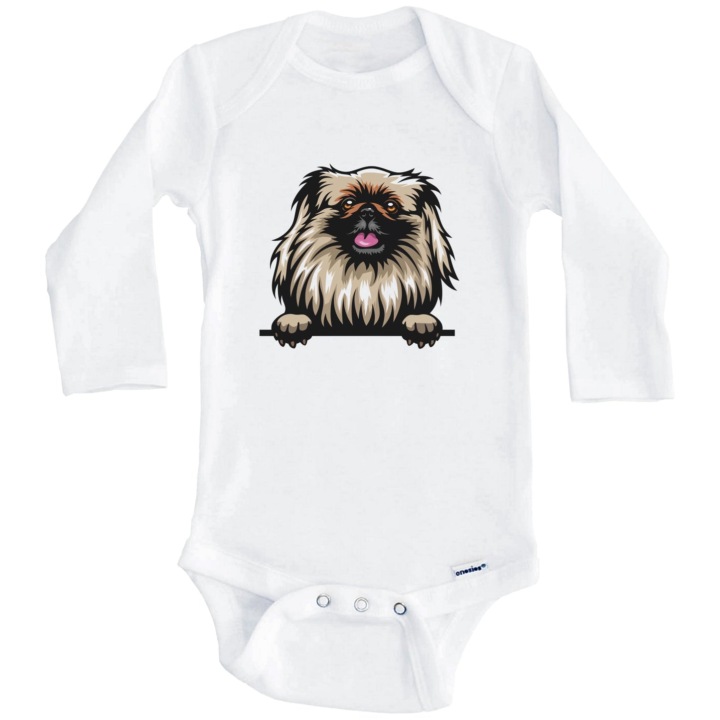 Pekingese Dog Breed Cute One Piece Baby Bodysuit (Long Sleeves)