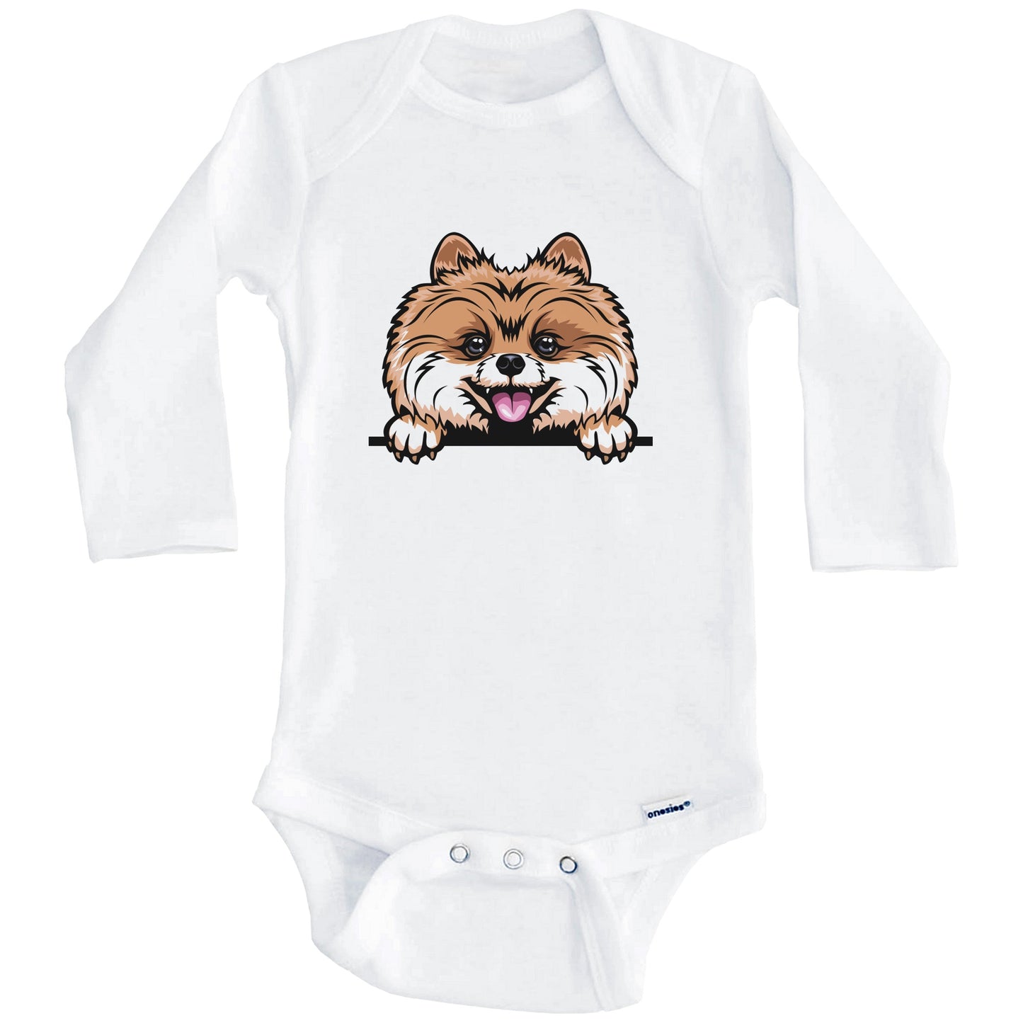 Pomeranian Dog Breed Cute One Piece Baby Bodysuit (Long Sleeves)