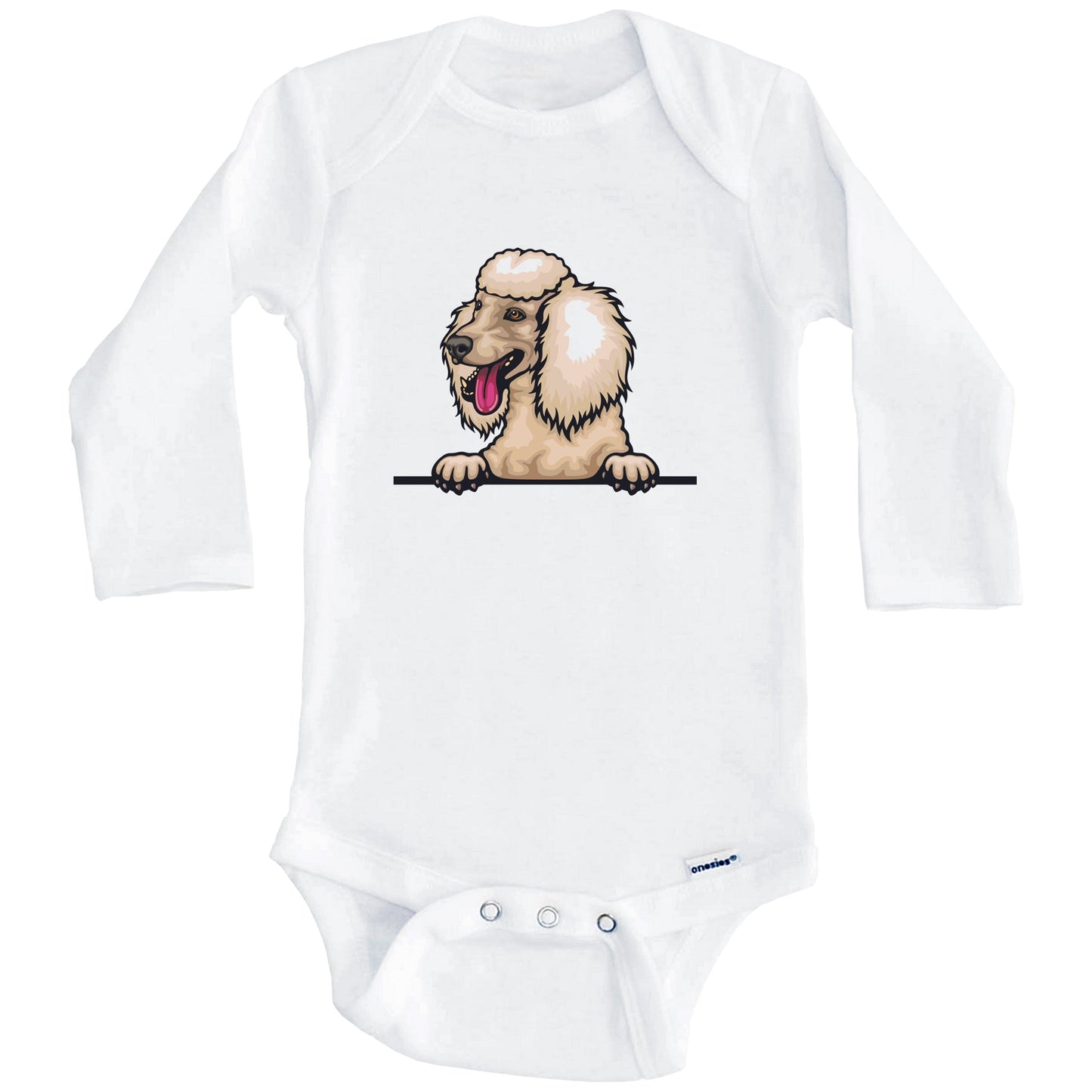 Poodle Dog Breed Cute One Piece Baby Bodysuit v4 (Long Sleeves)