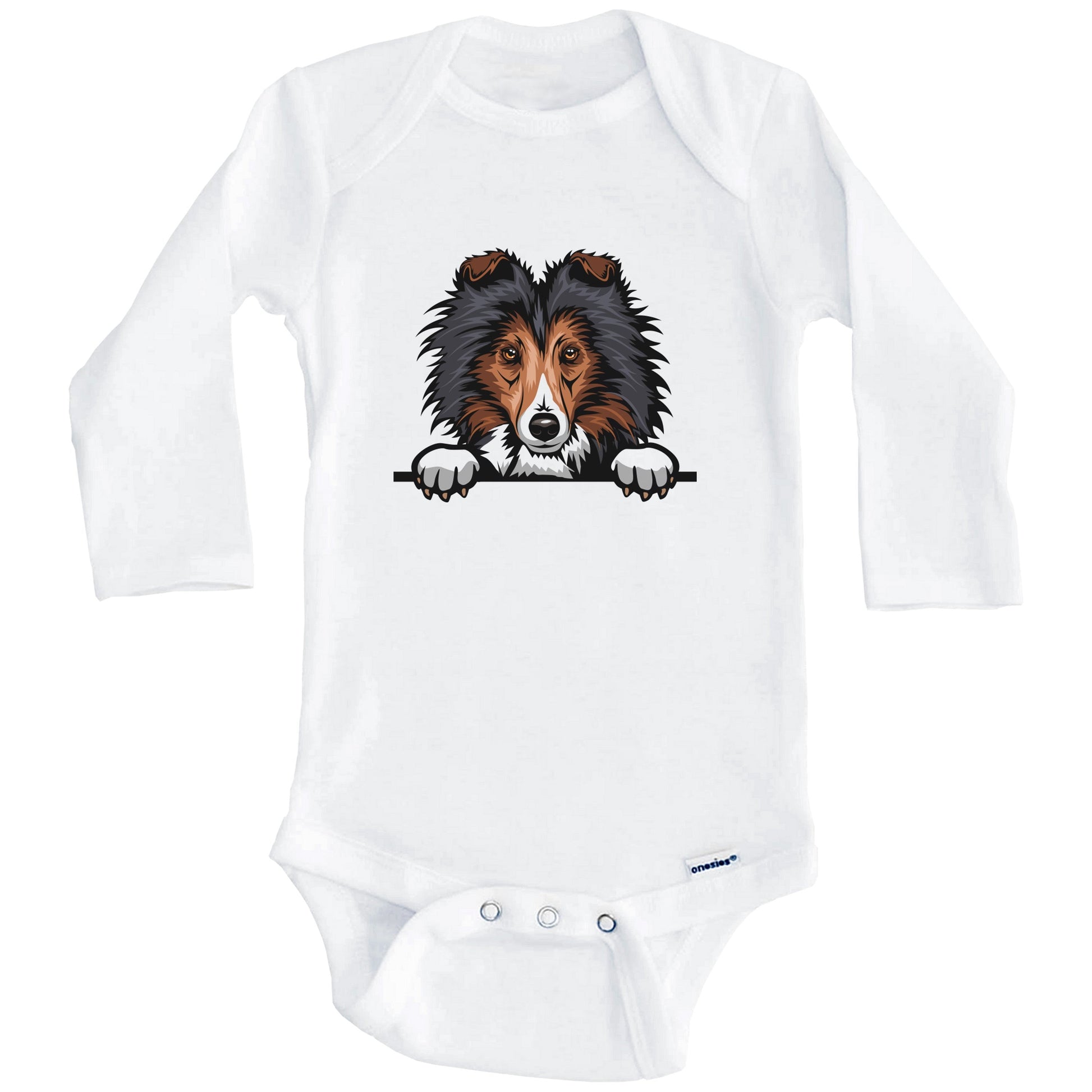 Shetland Sheepdog Dog Breed Cute One Piece Baby Bodysuit (Long Sleeves)