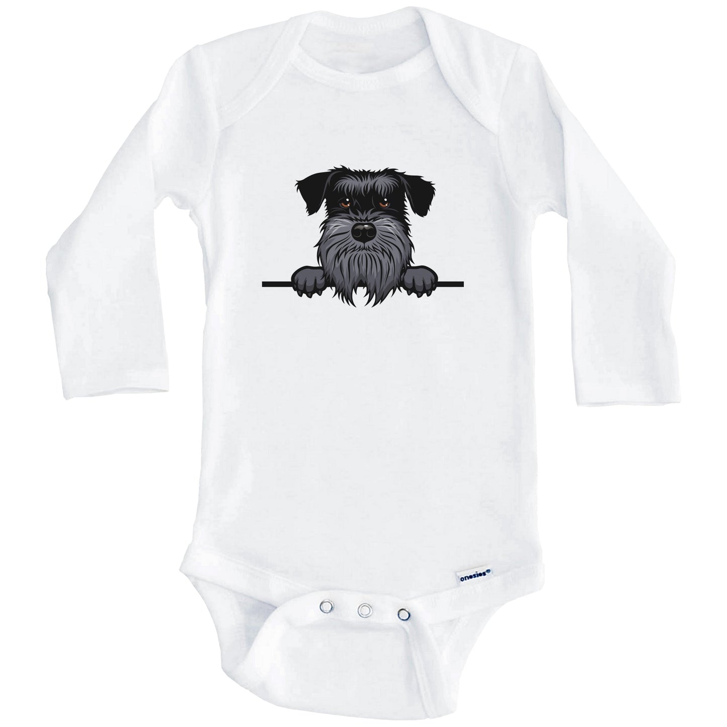 Standard Schnauzer Dog Breed Cute One Piece Baby Bodysuit (Long Sleeves)