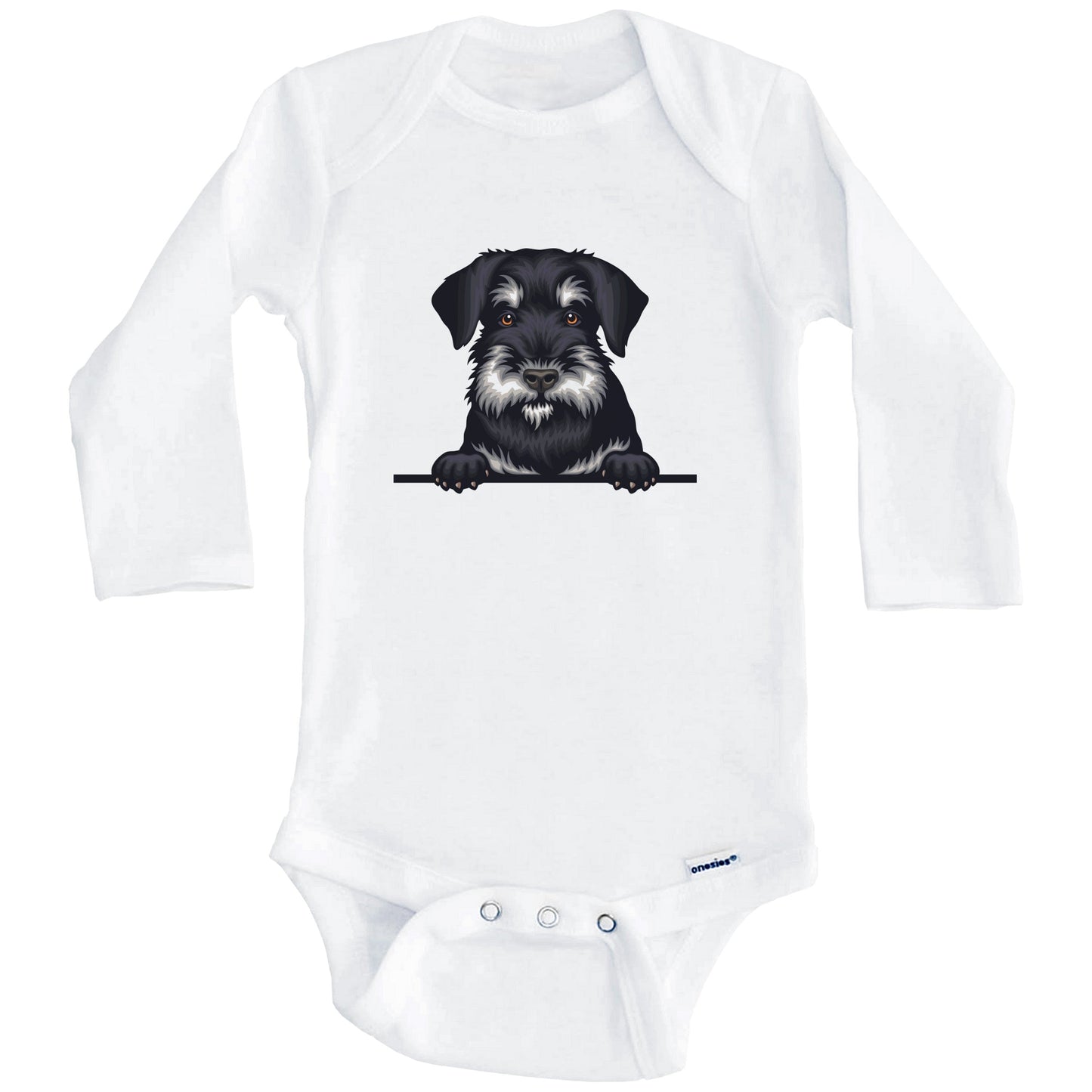 Standard Schnauzer Dog Breed Cute One Piece Baby Bodysuit v2 (Long Sleeves)