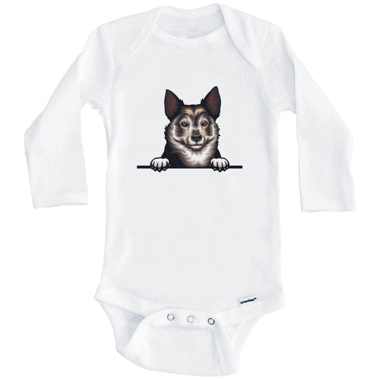 Swedish Vallhund Dog Breed Cute One Piece Baby Bodysuit (Long Sleeves)