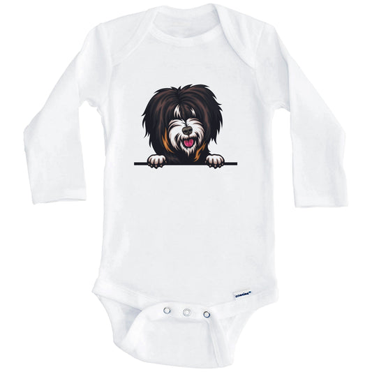 Tibetan Terrier Dog Breed Cute One Piece Baby Bodysuit v2 (Long Sleeves)