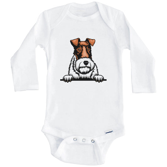 Wire Fox Terrier Dog Breed Cute One Piece Baby Bodysuit (Long Sleeves)