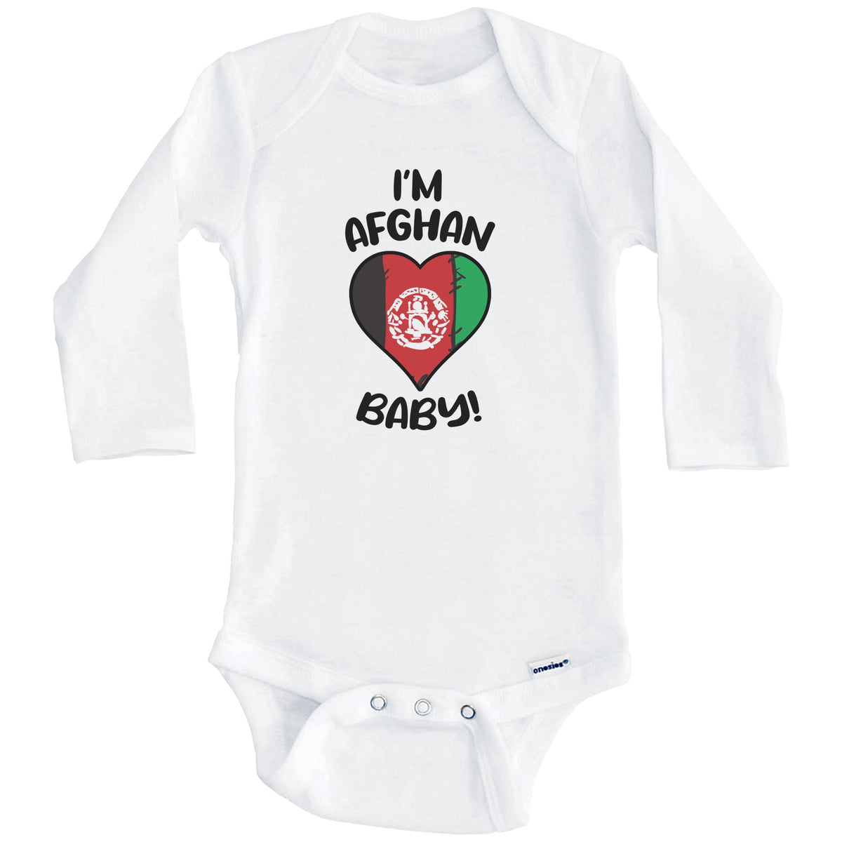 I'm Afghan Baby Funny Afghanistan Flag Heart Baby Bodysuit (Long Sleeves)