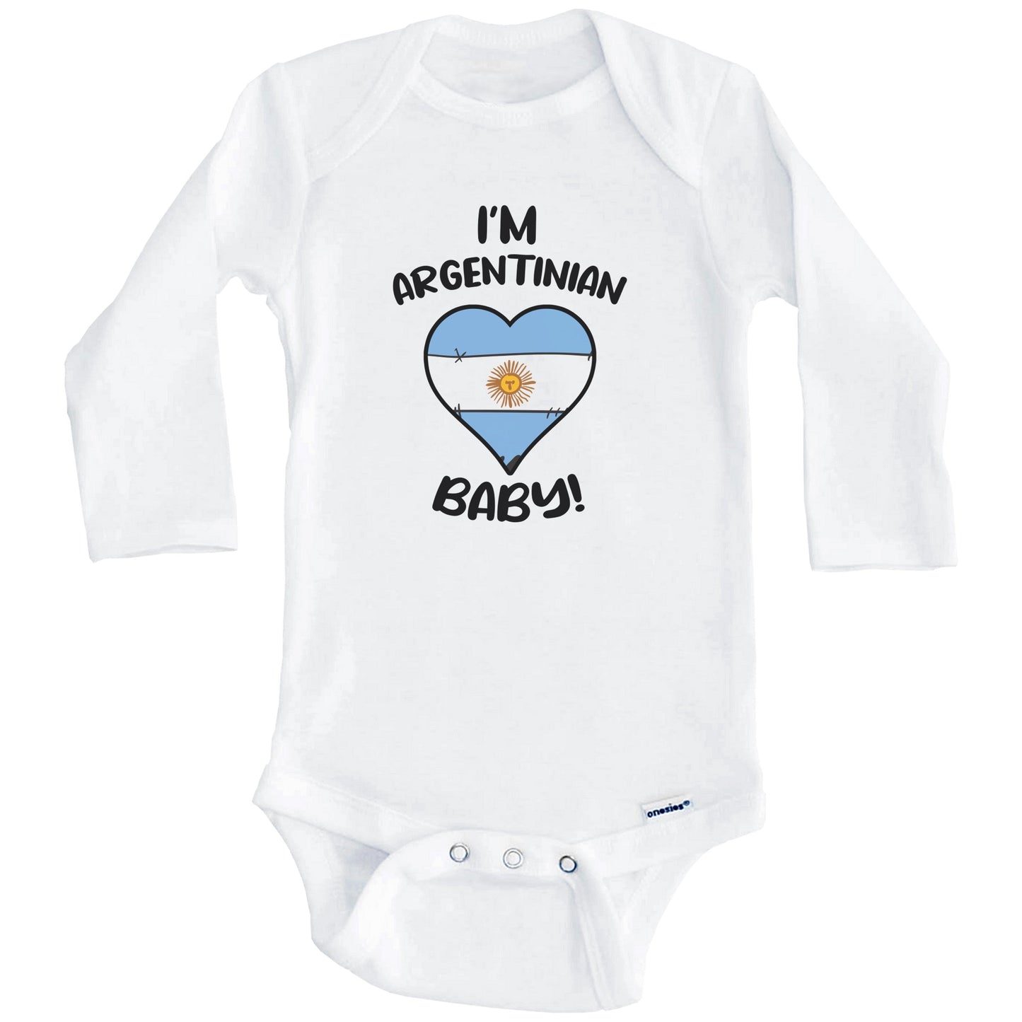 I'm Argentinian Baby Funny Argentina Flag Heart Baby Bodysuit (Long Sleeves)