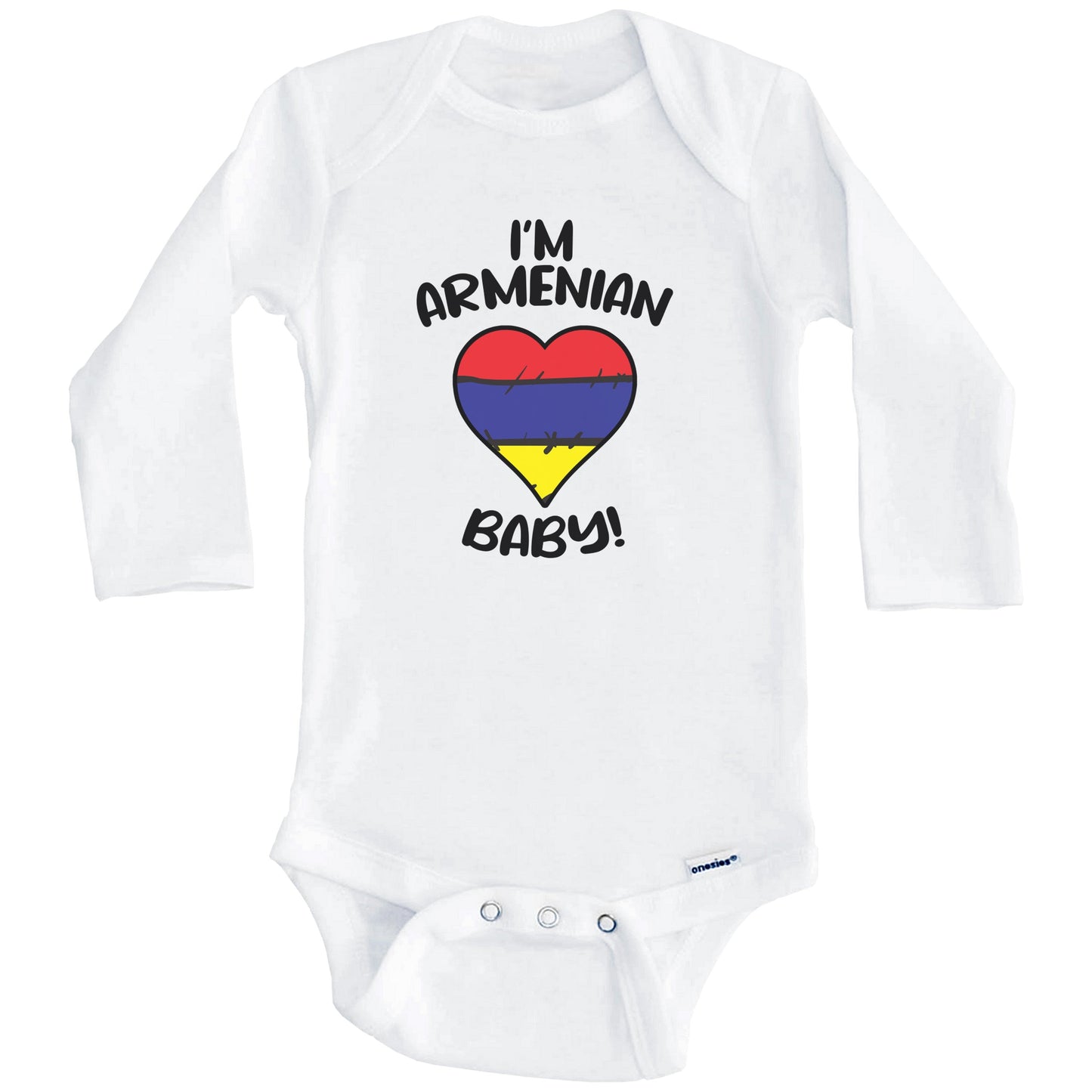 I'm Armenian Baby Funny Armenia Flag Heart Baby Bodysuit (Long Sleeves)