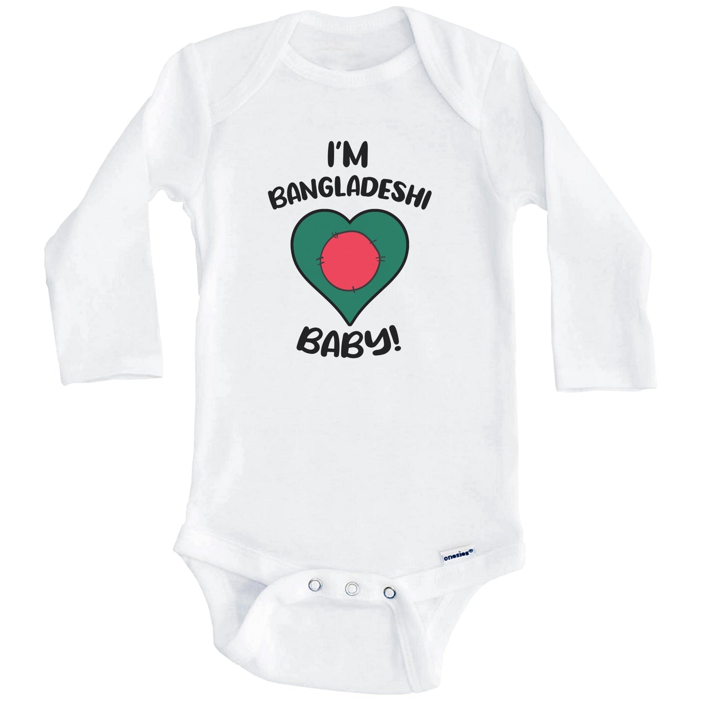 I'm Bangladeshi Baby Funny Bangladesh Flag Heart Baby Bodysuit (Long Sleeves)