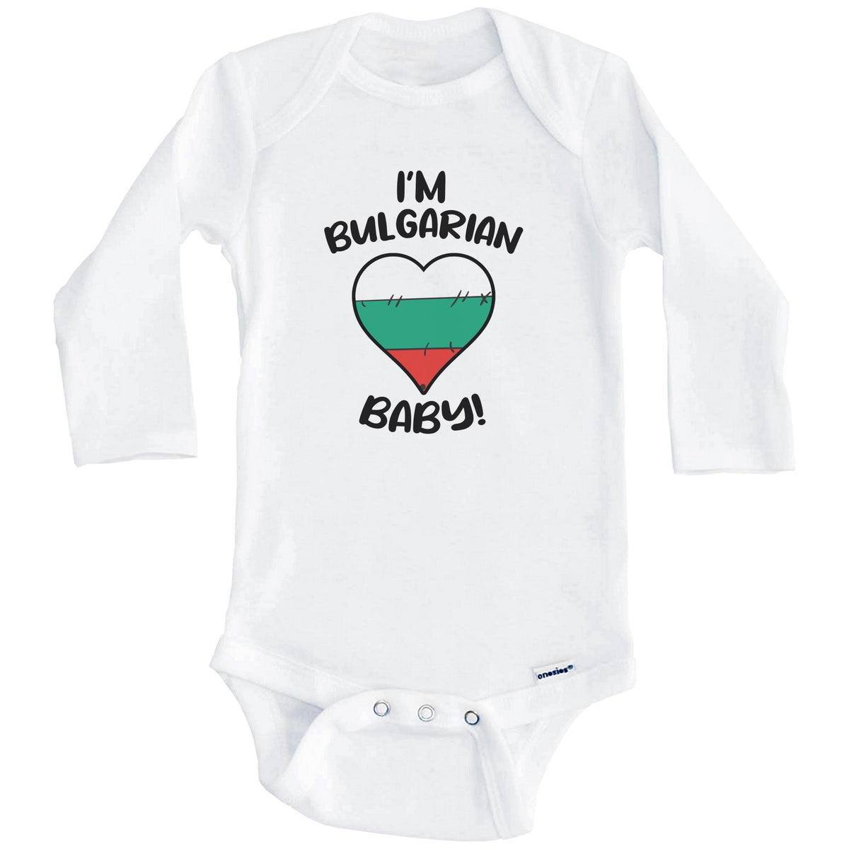 I'm Bulgarian Baby Funny Bulgaria Flag Heart Baby Bodysuit (Long Sleeves)
