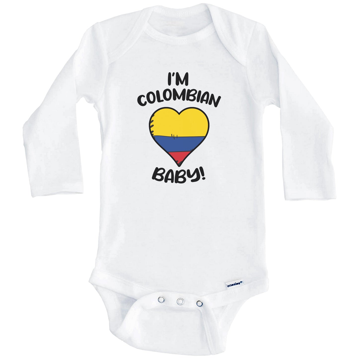 I'm Colombian Baby Funny Colombia Flag Heart Baby Bodysuit (Long Sleeves)