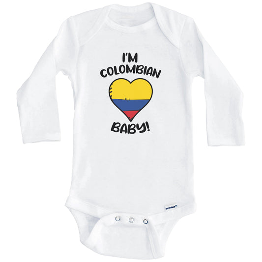 I'm Colombian Baby Funny Colombia Flag Heart Baby Bodysuit (Long Sleeves)