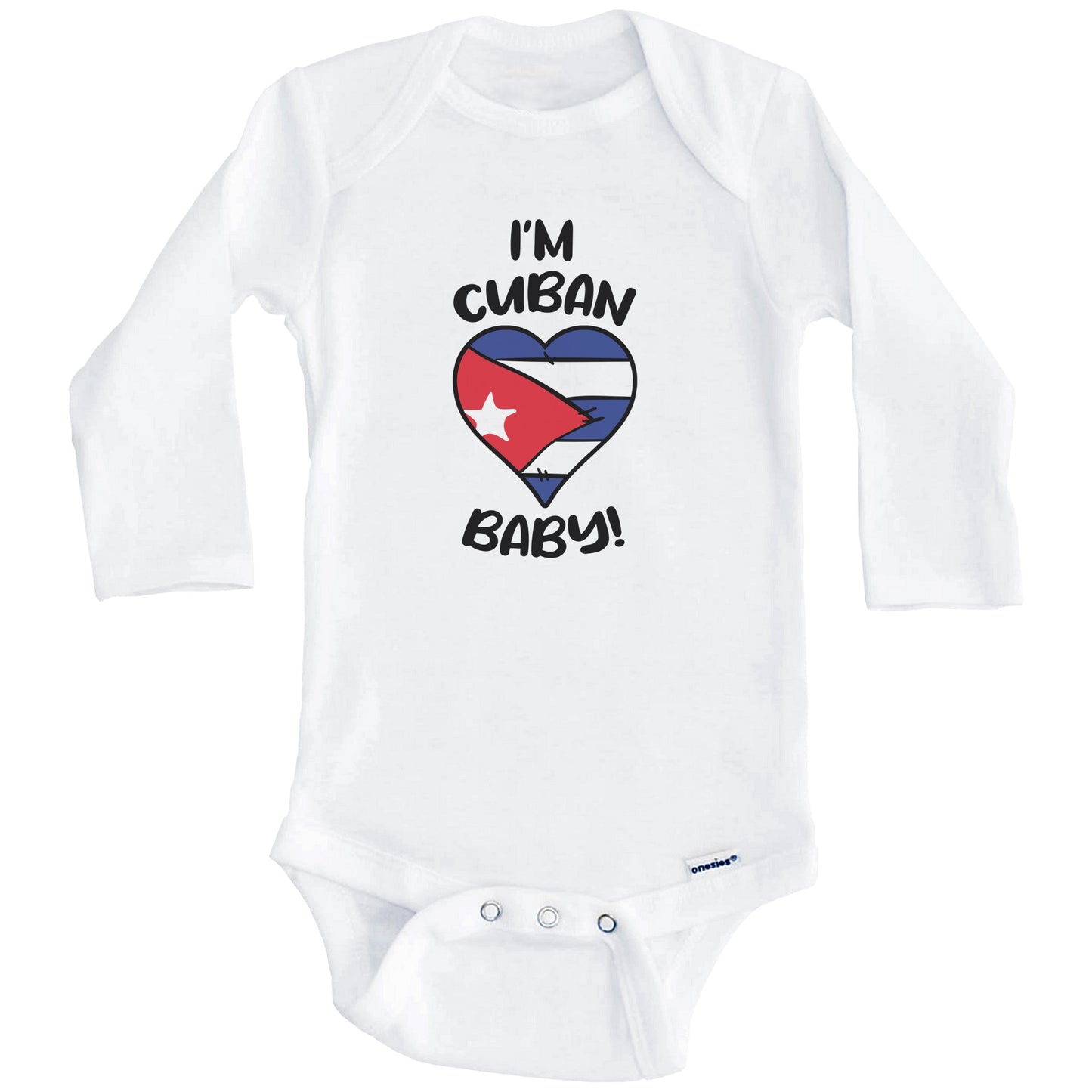 I'm Cuban Baby Funny Cuba Flag Heart Baby Bodysuit (Long Sleeves)